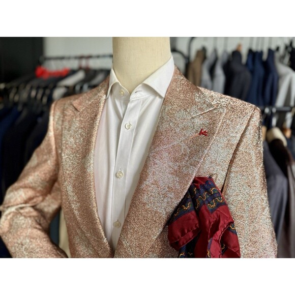 NWT INCREDIBLE One-of-a-Kind Coral Floral Peak Lapel Tom Ford Suit 38R US/48R IT - Picture 7 of 16